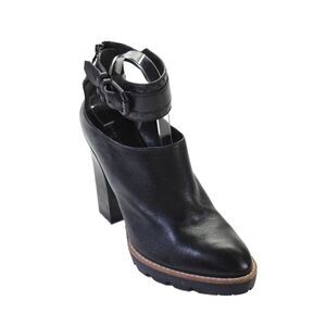 Kenneth Cole Womens Leather Almond Toe Chunk Block Heels Black Size 10